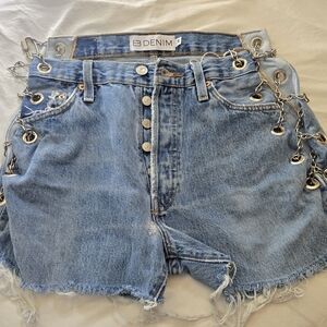 EB Denim Light Blue Chain-Detail Jean Shorts